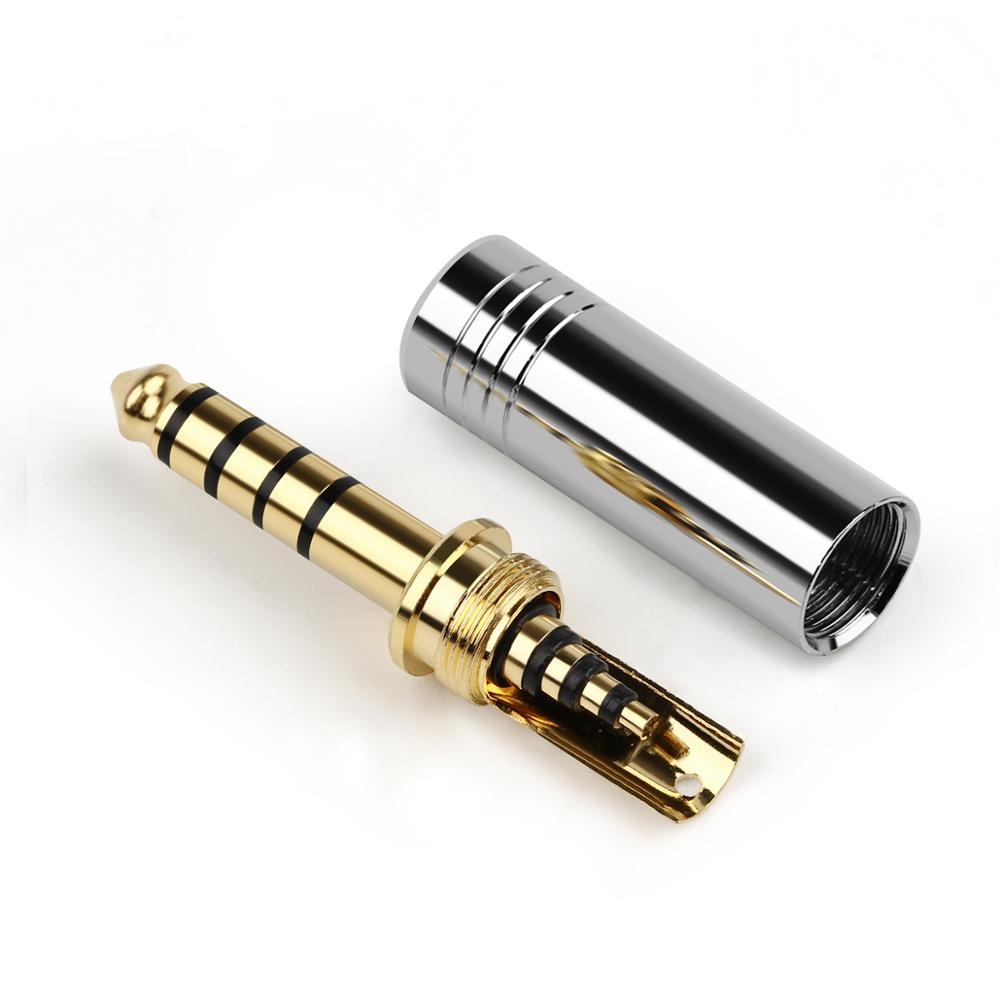 4.4mm Audio Jack 5 Poles Stereo No Steps Earphone Balanced Plug Metal Adapter Bright Shell Wire Connector For Headphone