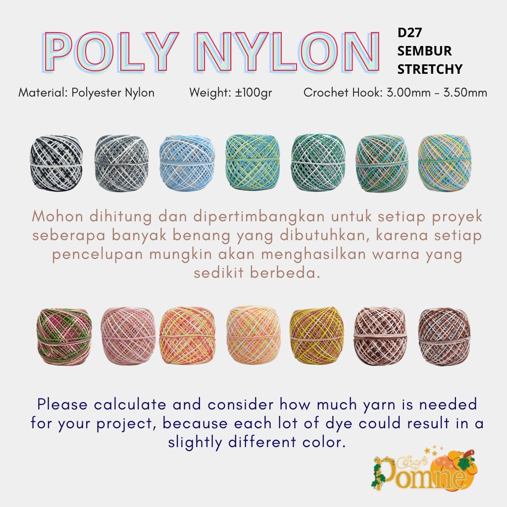 POLY NYLON SEMBUR - POLYESTER YARN - BENANG RAJUT POLY D27