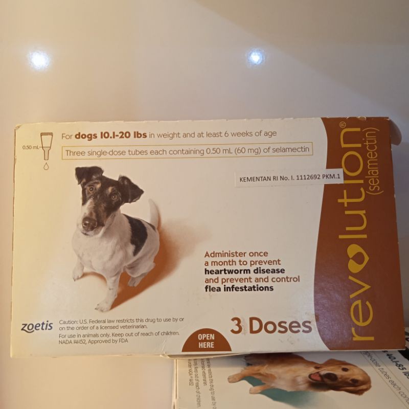 Revolution Dog Small Brown Coklat 10.1-20 lbs (5-10kg) 1 box (isi 3 tube) - Obat Kutu Anjing