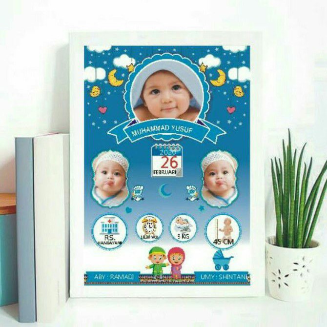 cetak foto biodata bayi 10R cowok sudah termasuk figura