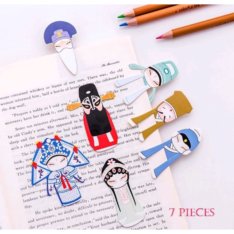 

Bookmark Pembatas Buku Bahan Kertas Set 7pcs Gambar Chinese Opera