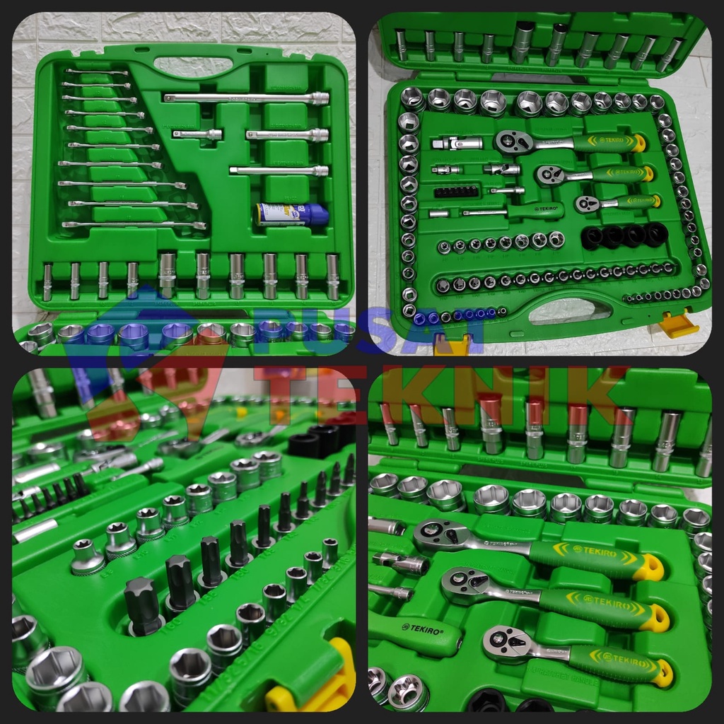 KUNCI SHOCK TEKIRO SET 120 PCS 6 PT" 1/2 3/8 1/4-KUNCI SOK LENGKAP
