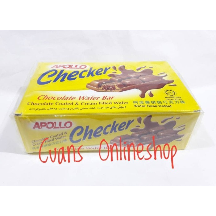 

Apollo Checker Chocolate Wafer Bar Box Isi 24 Pack. Wafer Rasa Cokelat