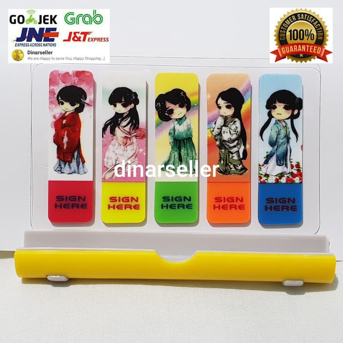 

dnrl342 STICKY NOTE PLASTIK STICK MARKER PEMBATAS BUKU MOTIF JEPANG