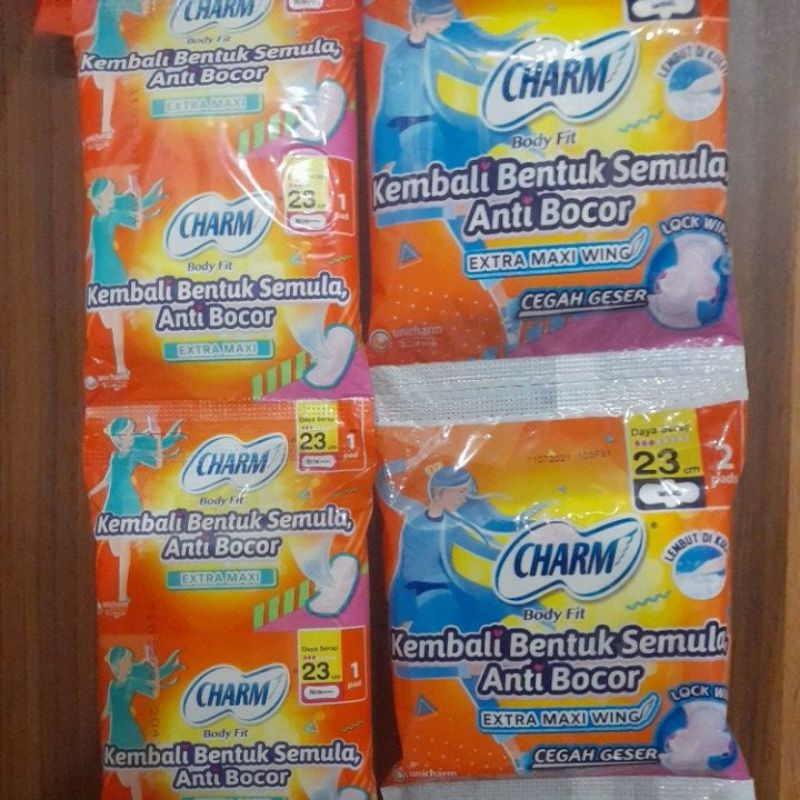 Pembalut Wanita Charm Body Fit Orange Siang Softex Anti Bocor 23cm Sayap
