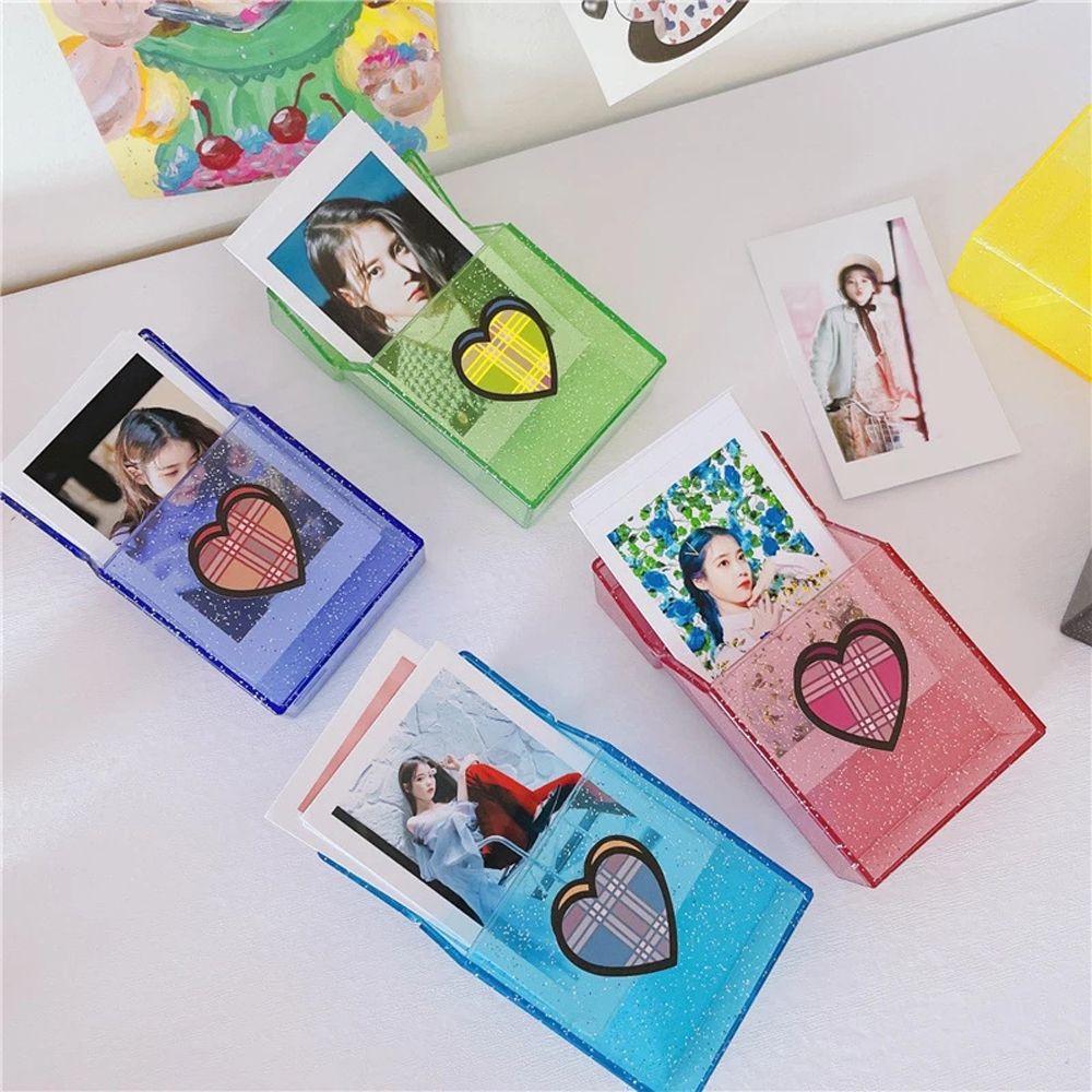 AUGUSTINA Korean Photocards Collect Box Retro Love Stickers Card Storage Case Glittery School Office Kpop Idol Photo Student Card Holder Japanese Photo Organizer