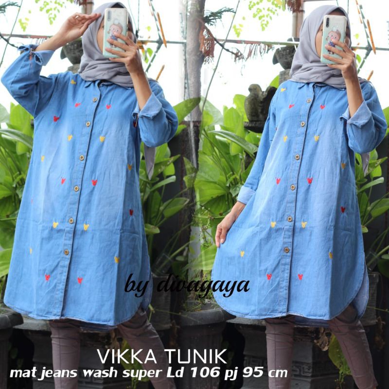 VIKKA TUNIK JEANS BORDIR ASLI