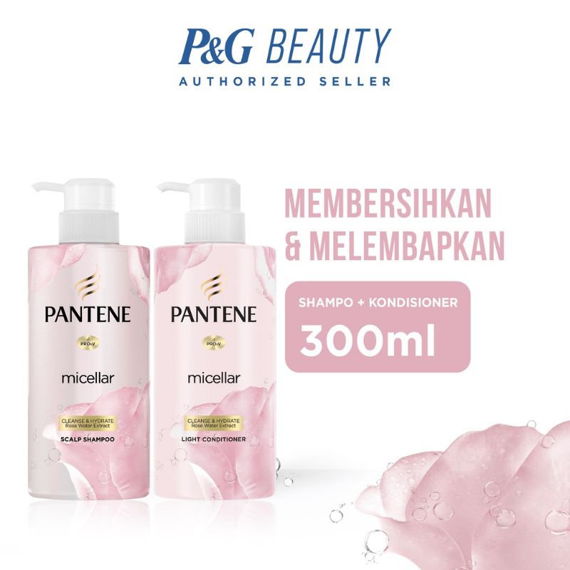 Pantene Micellar Rose Water Shampoo + Conditioner 300ml Detox &amp; Moisturize