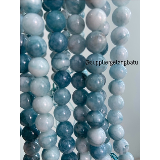 batu blue moss agate biru 10mm aksesoris fashion gelang kalung craft