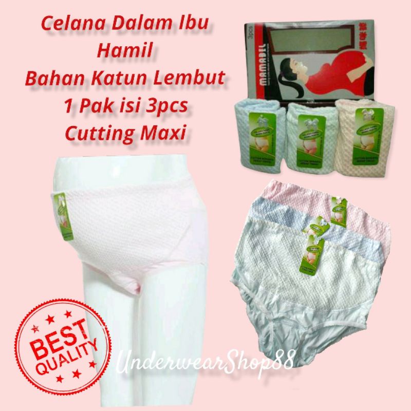 Celana Dalam Ibu Hamil Katun/Celana Dalam Ibu Hamil Mamabel/Bahan Katun Lembut/1 Pack isi 3pcs