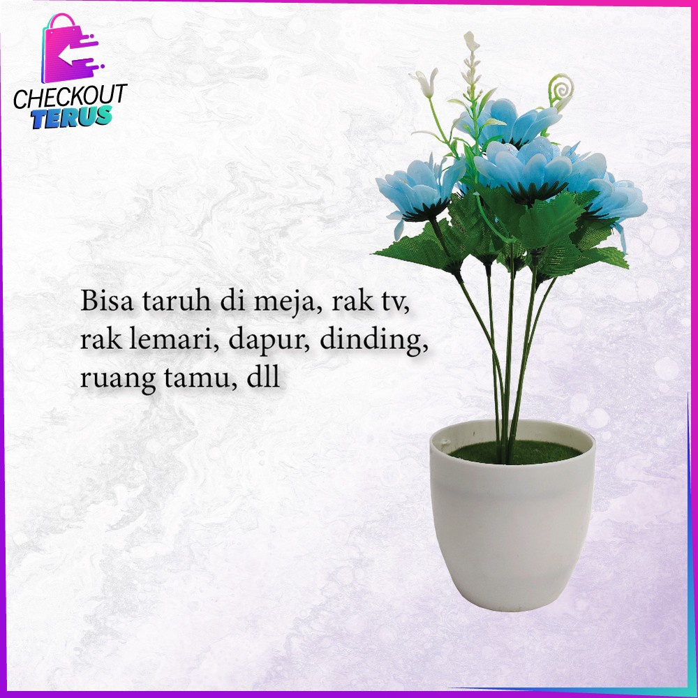 CT C551 C555 Ornamen Pot Bunga Hias Tanaman Bunga Dekorasi Rumah Bunga Hias Plastik Tanaman Artificial Daun