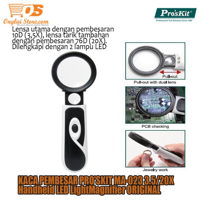 

PROSKIT MA-023 Kaca Pembesar - 3.5/20X Handheld LED LightMagnifier