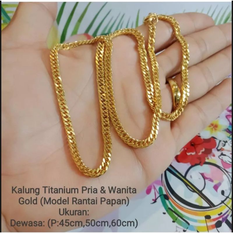 kalung rantai emas titanium panjang 60cm anti karat