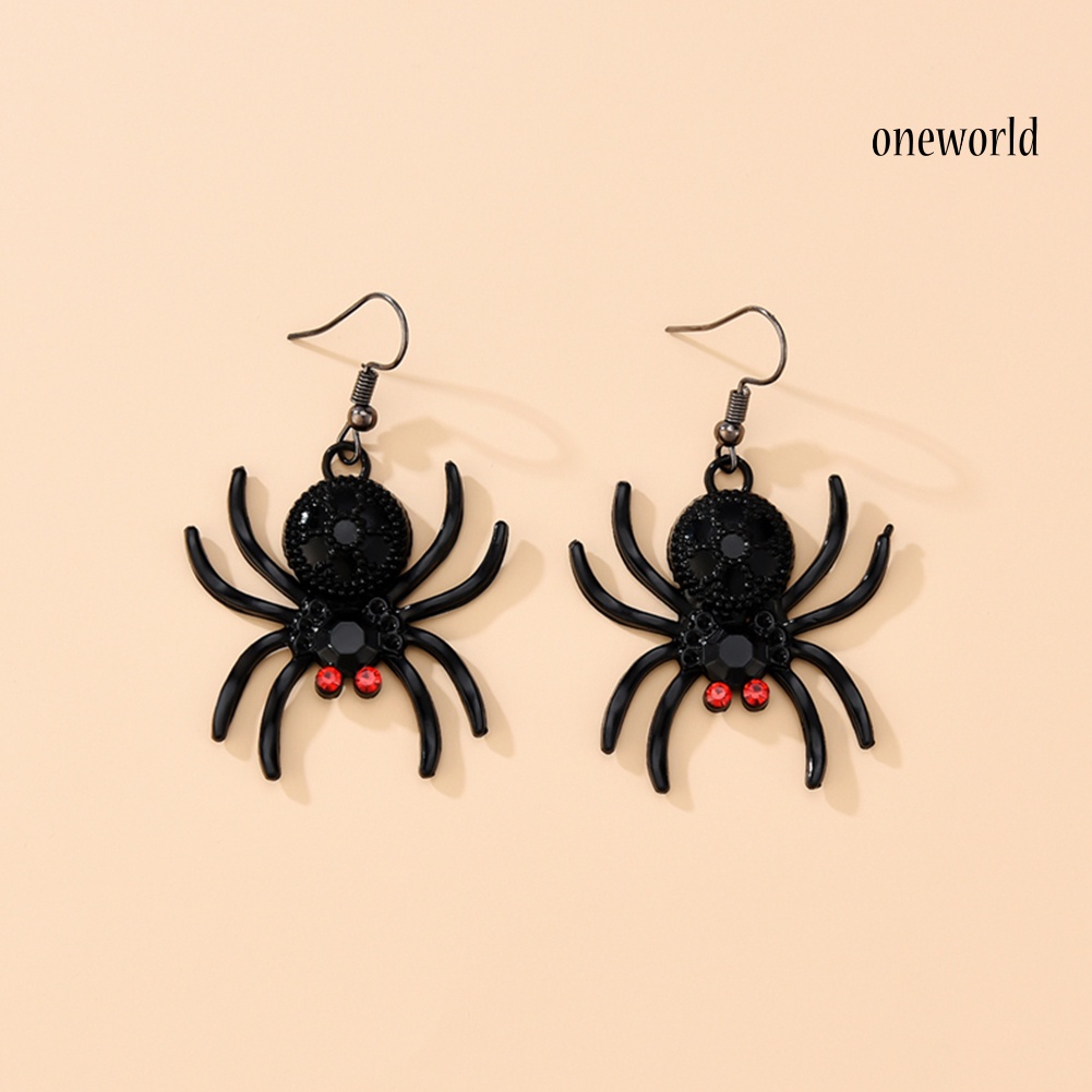 OW# 2Pair Gothic Style Spider Shape Eardrop Hook Earrings Women Jewelry Accessories