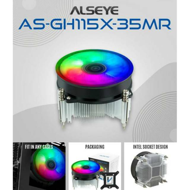 Alseye CPU Cooler AS-GH115X-35MR Auto RGB/Fan Processor intel