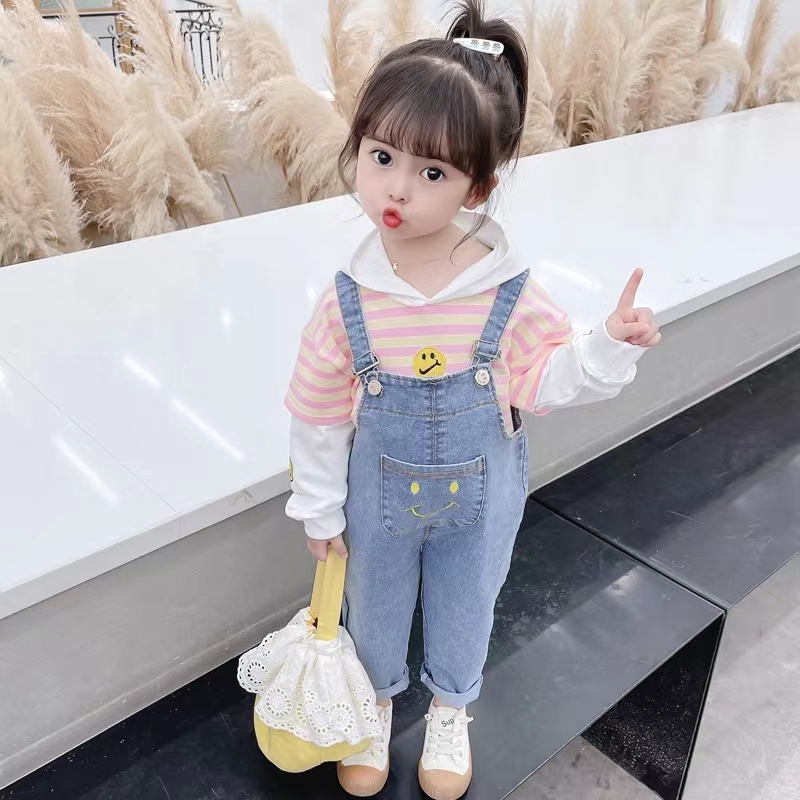 Setelan Overall Anak Perempuan Uisa 2-5th Jeans Premium/Setelan baju  premium