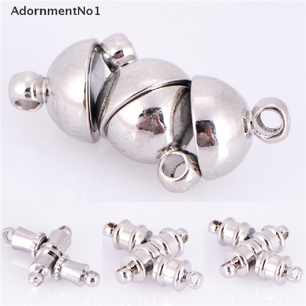 (AdornmentNo1) 10pcs / Set Kait Clasp Magnetik Lapis Silver Untuk Gelang / Kalung / Perhiasan