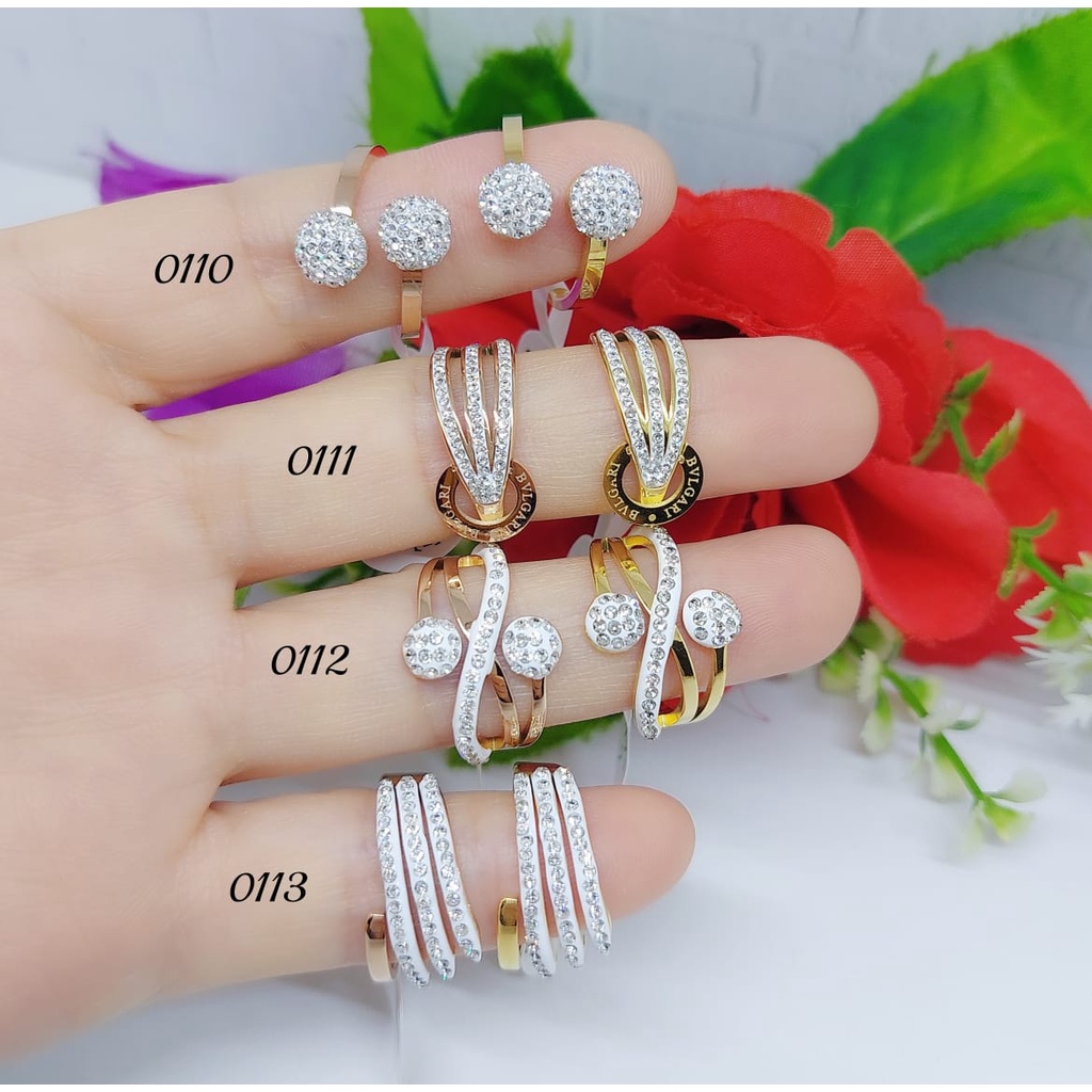 Cincin titanium permata perhiasan wanita jewelry 0110-0113