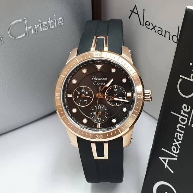 JAM TANGAN CEWEK / WANITA ALEXANDRE CHRISTIE AC 2772 BLACK ROSEGOLD