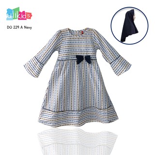 Ulikids Gamis  Anak Motif  Garis  dan Pita Bahan Katun 