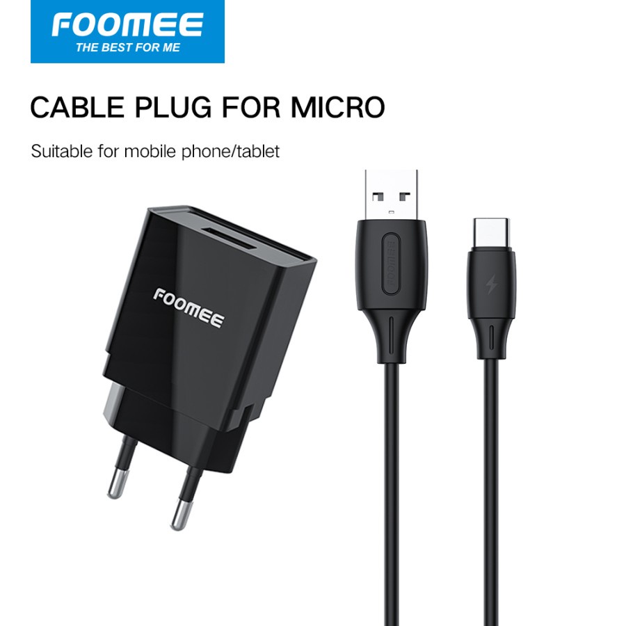 Adaptor Charger FOOMEE CC27S Charger Single USB With Micro Cable