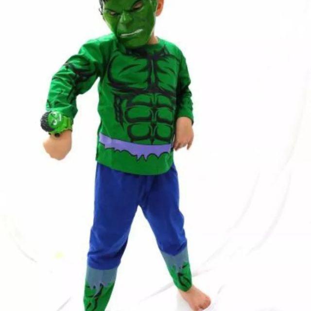 Setelan Kostum Baju Superhero Anak Laki Laki Umur 1 - 11 Tahun Spiderman Venom Hulk Iron Man Gratis Topeng