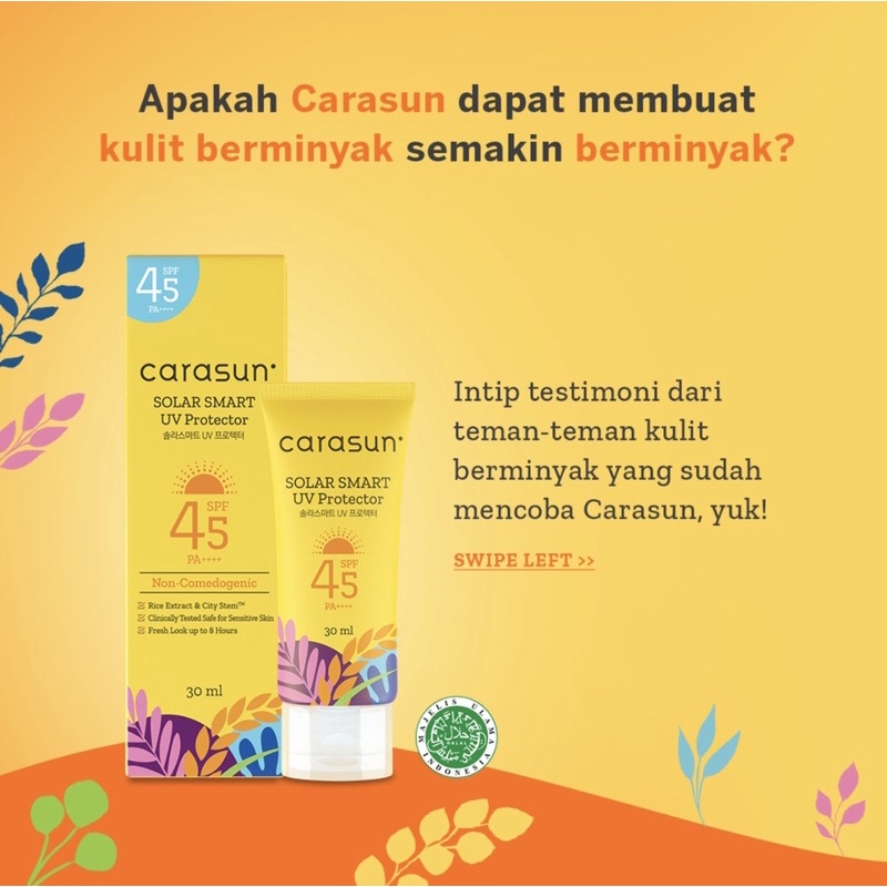 CARASUN Solar Smart UV Protection SPF 45 PA++ (30ml/8ml) BPOM Sunscreen Wajah, Sun Screen, Sunblock