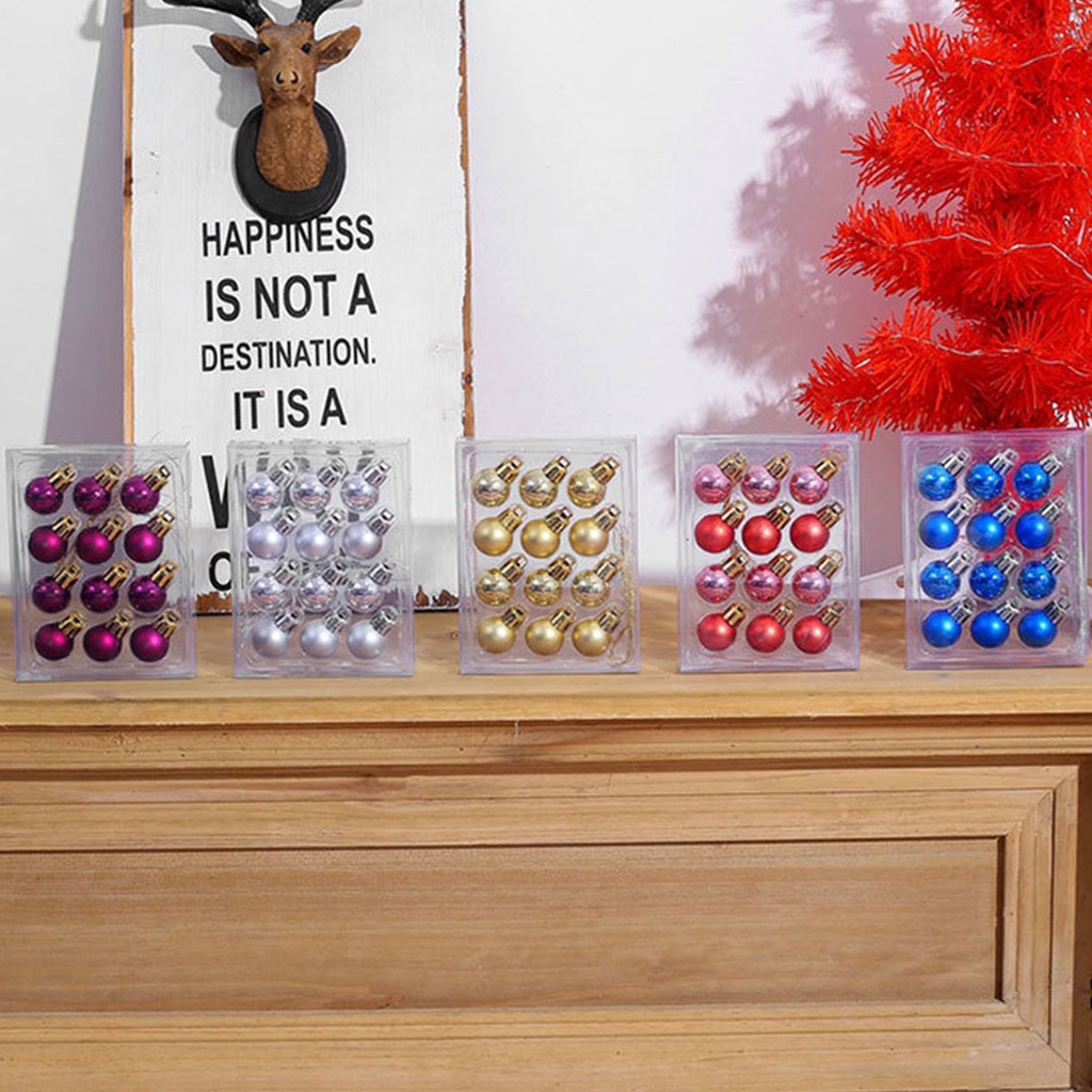 [Christmas Products]12Pcs/Set 2cm Gold Red Green Purple Blue Plastic Christmas Balls Decor