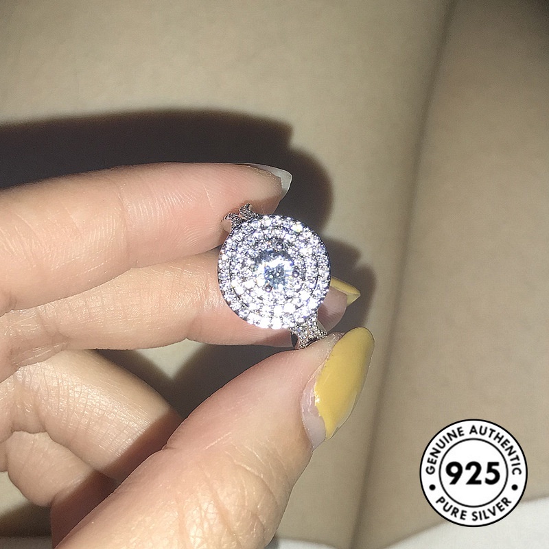 Cincin Berlian Tiga Lapis Bahan S925 Silver