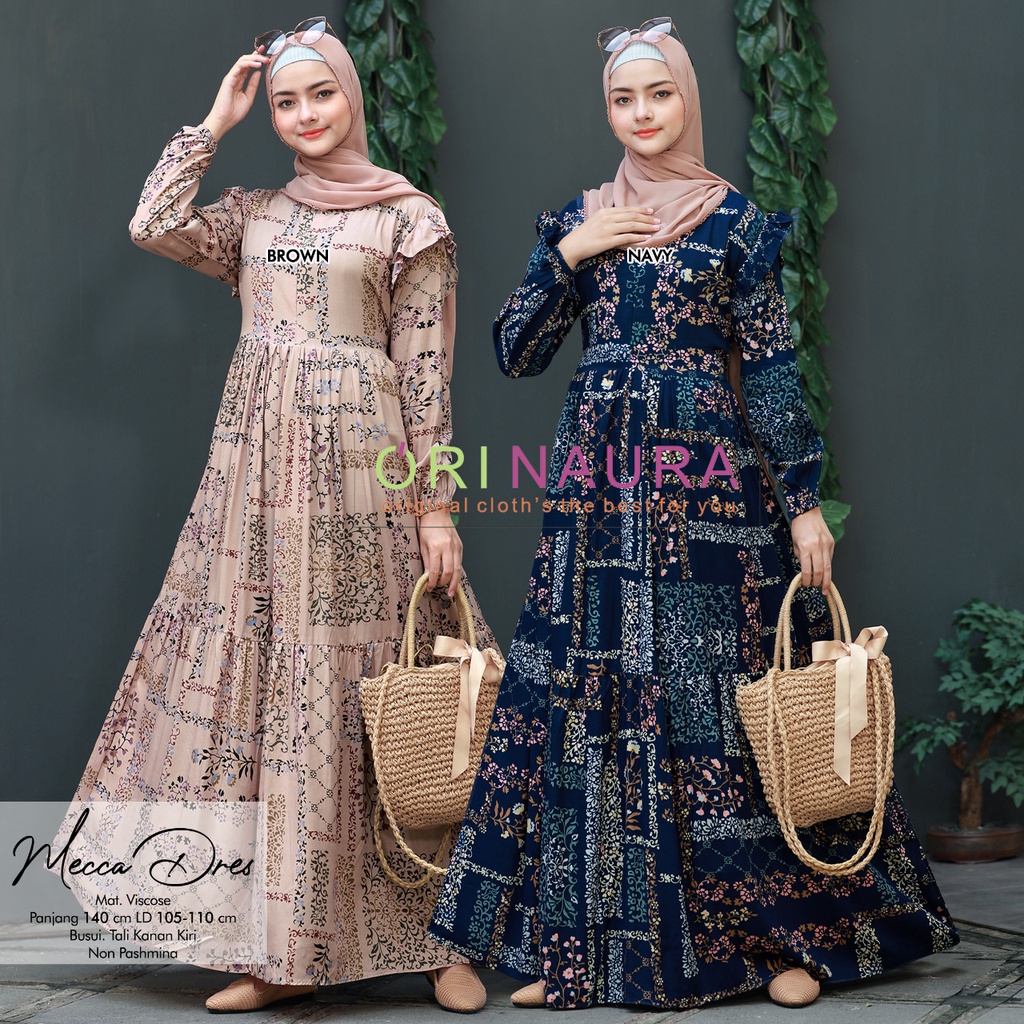 Gamis Motif Delila Dress Original Adieva Mat Cotton Viscose Import