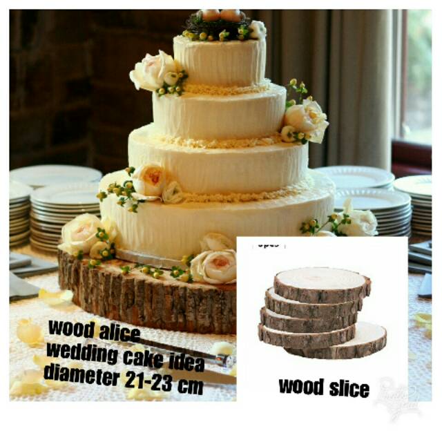 potongan kayu rustic wood slice hiasan kue
