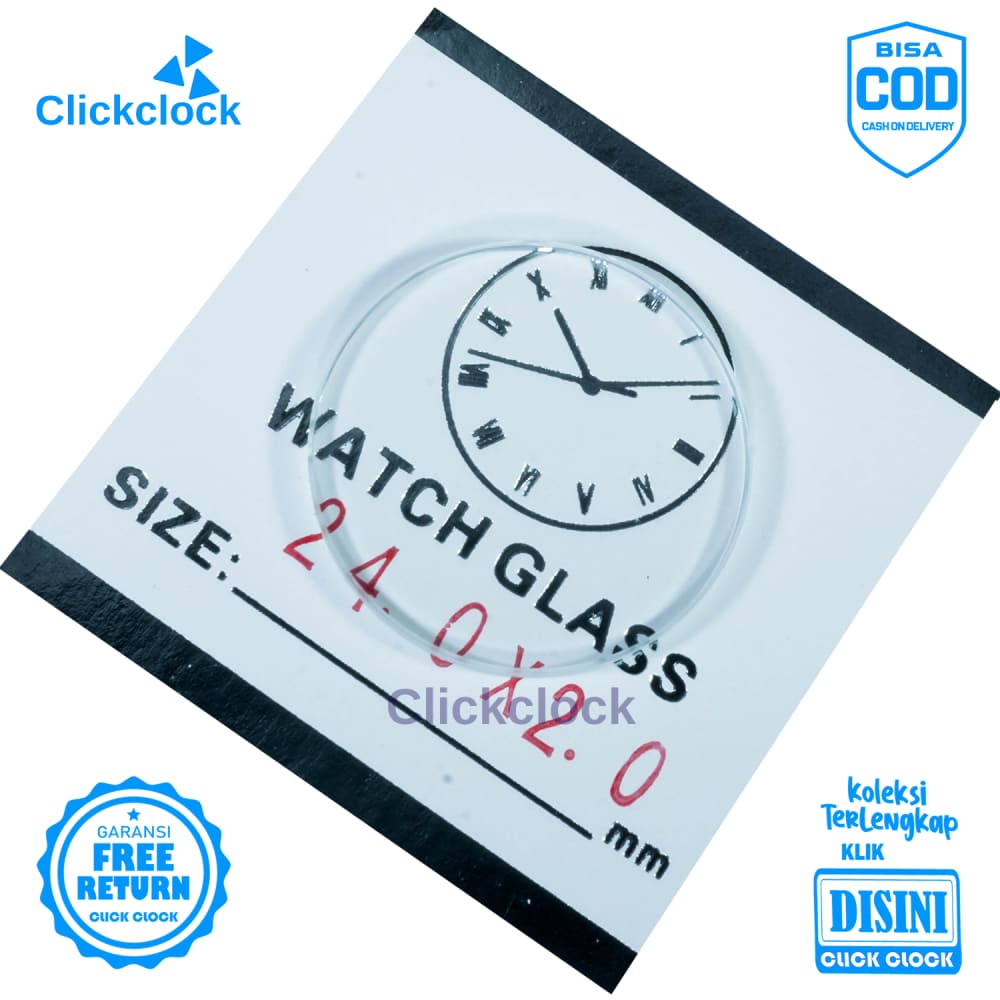 Kaca Jam Kaca Bahan Watch Glass PNC-240 Murah 2,4 cm