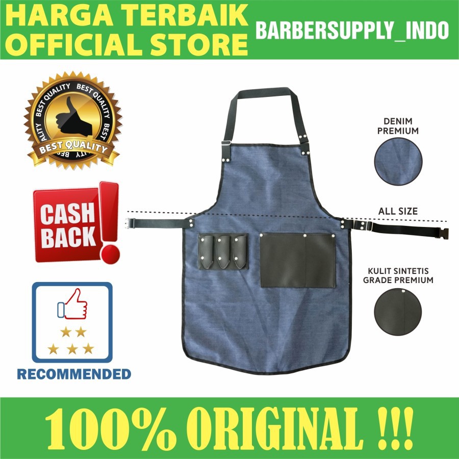 Apron Barber Celemek Barber Apron Barber Leather Denim Premium