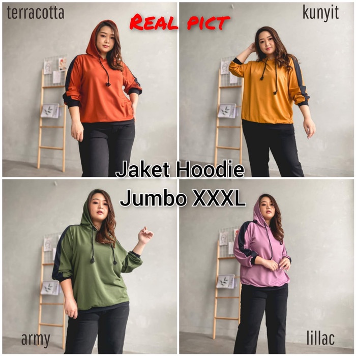 Jaket Hoodie Wanita Xxxl Fit Ld 120 Jumbo Kekinian - Lillac Barang Bagus