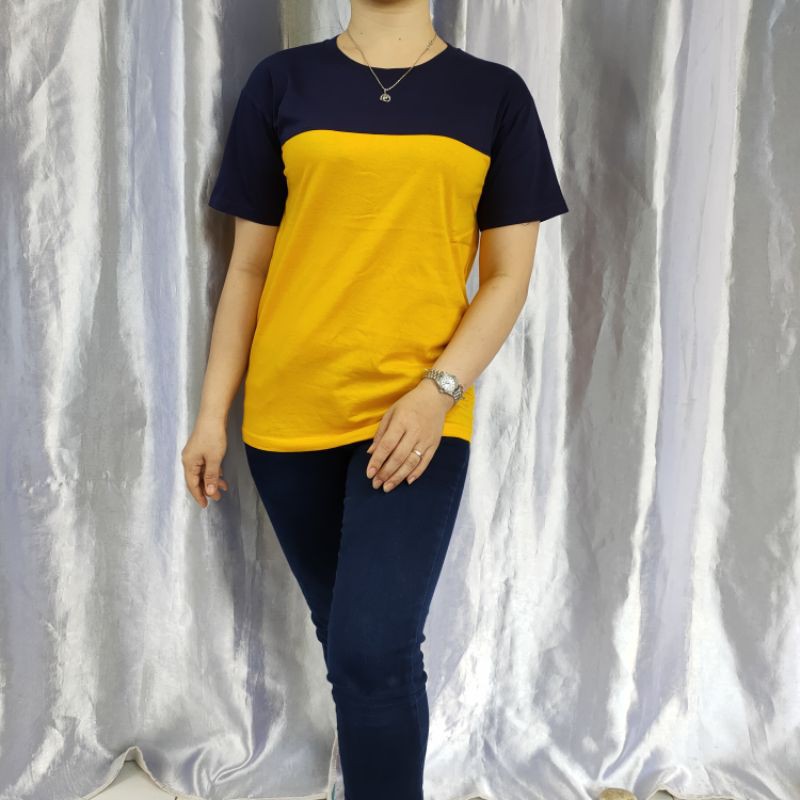 kaos reglan polos kombinasi NAVY-KUNING UK 20 22 S M L XL XXL