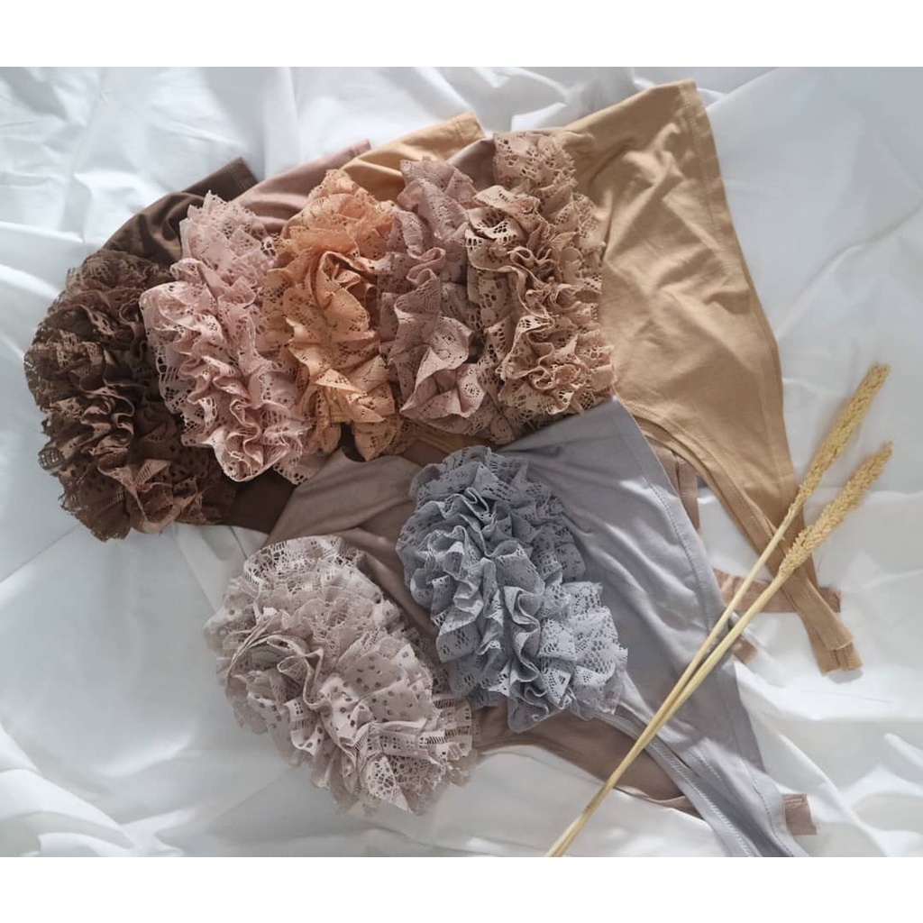 Ciput Turki Renda Brukat Inner Turki Cepol Bahan Kaos Spandek Pasar Hija'b