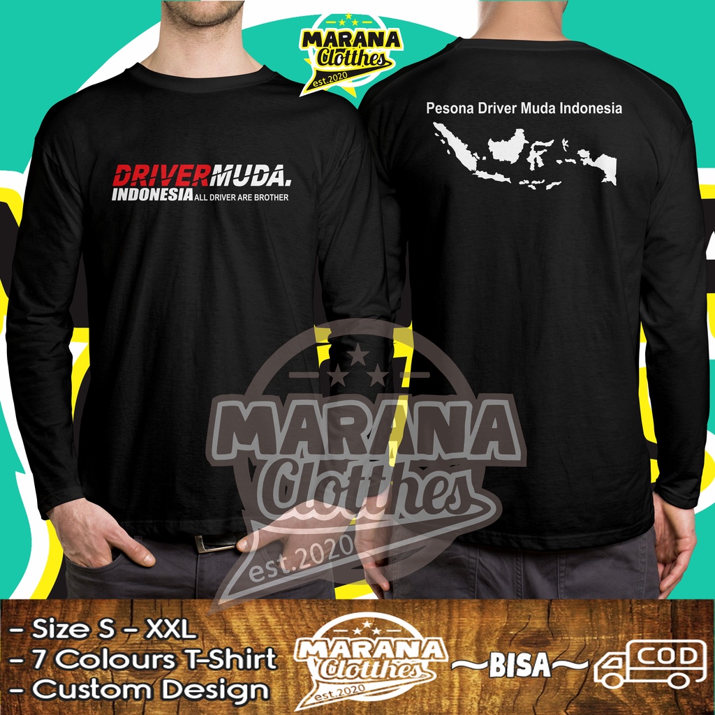 Kaos Baju Driver Muda Indonesia Pesona Driver Muda Lengan panjang Baju Otomotif