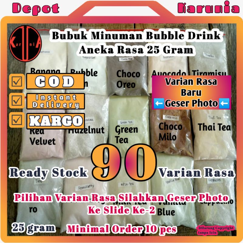 Bubuk Minuman Bubble Drink Aneka Rasa 25gr / Serbuk Minuman Kekinian Rasa Thaitea Greentea Depot Karunia