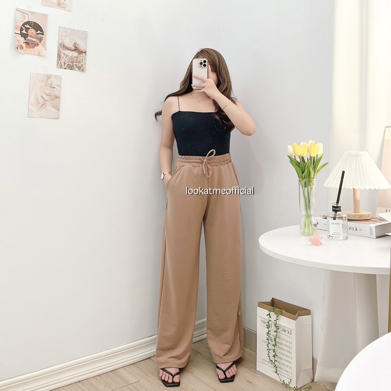 lookatmeofficial • Jolie Pants Cullote - Celana Kulot Babyterry - Celana Highwaist Panjang Kasual