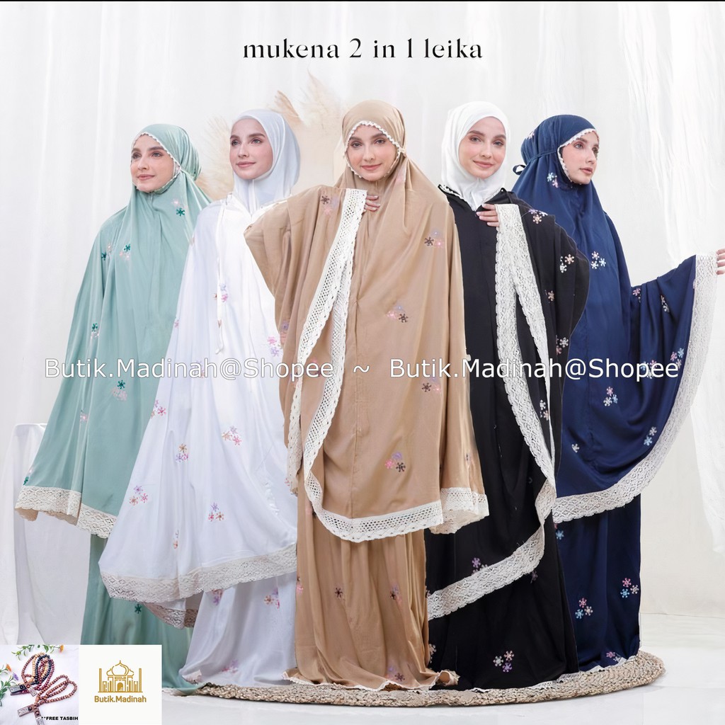 BUTIK.MADINAH MUKENA DEWASA LEIKA 2 IN 1, MUKENA TRAVEL SUPER PREMIUM