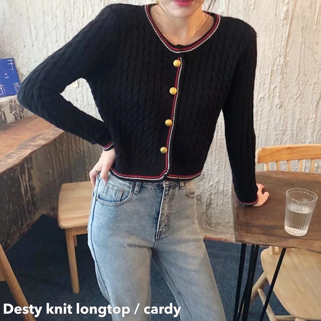 Desty knit longtop cardy -Thejanclothes