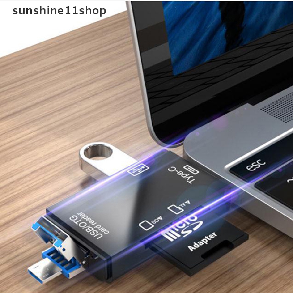 (SHO) Card Reader OTG Micro USB / Type C 3 In 1 Kecepatan Tinggi Untuk Handphone / Komputer