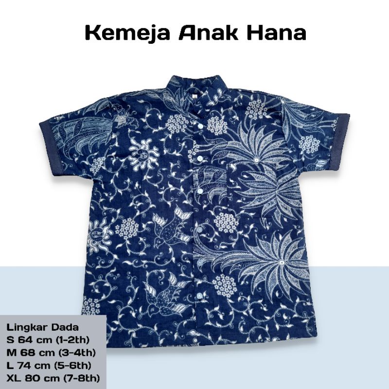 Kemeja Batik Anak -Batik Anak - Baju Batik Anak Laki Laki Umur 2-8 Tahun Hem Batik Anak Pendek