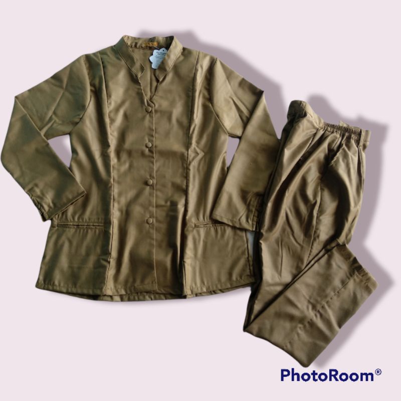 Seragam PDH Wanita warna khaki tua Baju + Celana