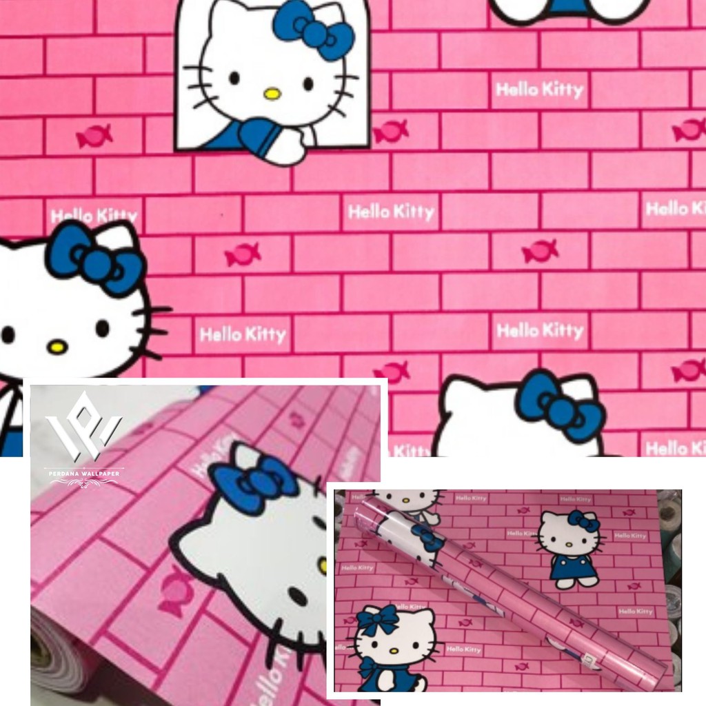 Hello kitty Bata Merah / Wallpaper Stiker Dinding / 10 meter x 45 cm / Bahan Pvc Anti Air