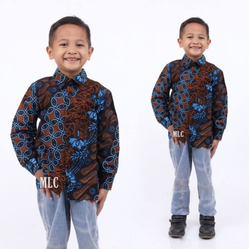 Baju batik anak laki-laki lengan panjang umur 2-13 tahun bisa buat sekolah hari batik