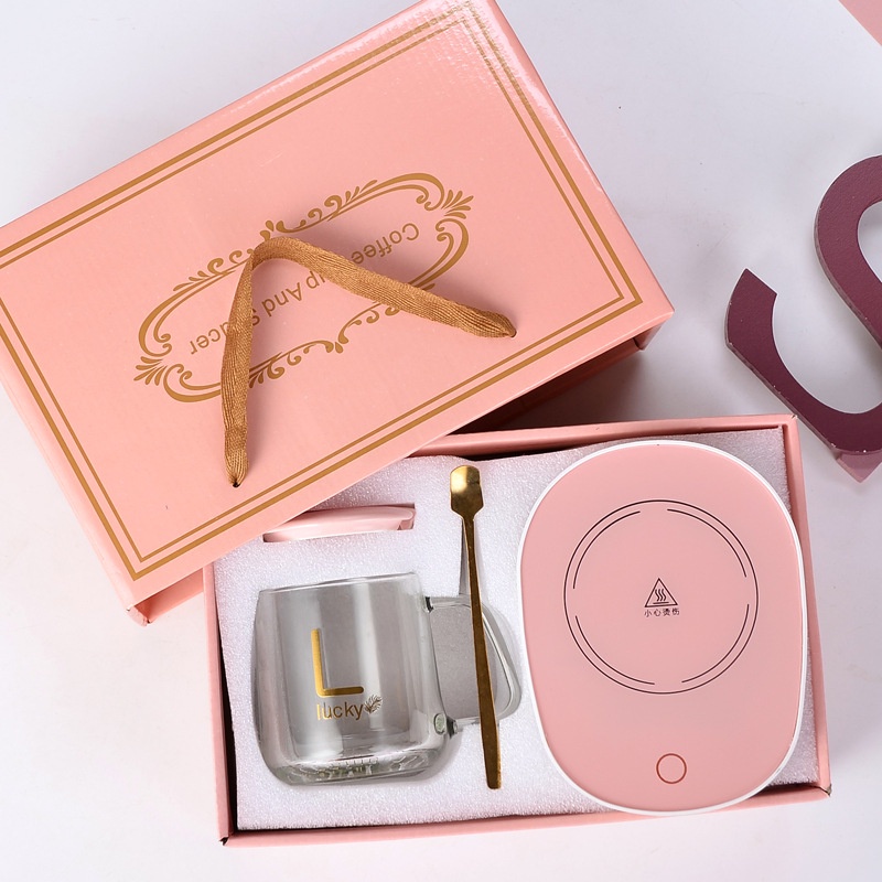 Premium (Mount) Gelas Set Beling dengan Alat Pemanas / Kotak Hadiah Mug Set