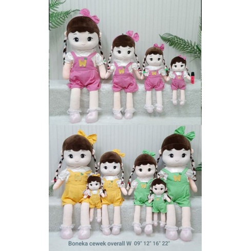 Boneka Cewe Overall W Size 12&quot;/52cm/boneka pretty girl/boneka anak perempuan/Boneka Girl Rambut kepang