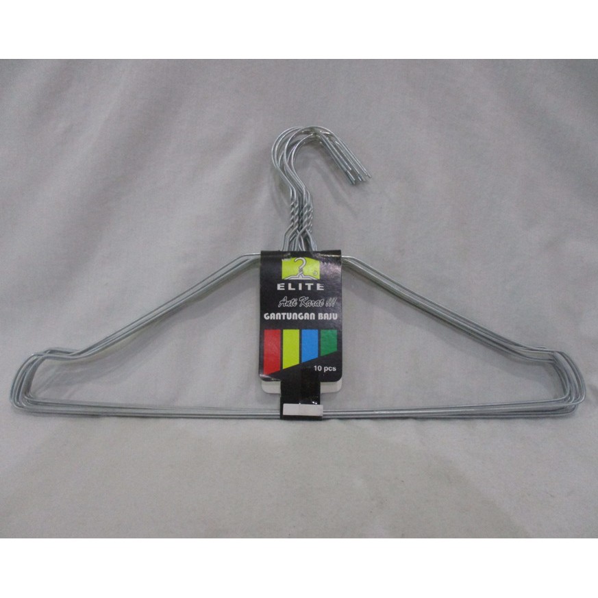 ELITE Gantungan baju kawat Bahan Anti Karat laundry hanger baju Set ISI 10 Pcs  Murmer