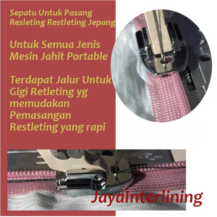 Sepatu Pasang Restleting Resleting Jepang Invisible ZIpper Foot